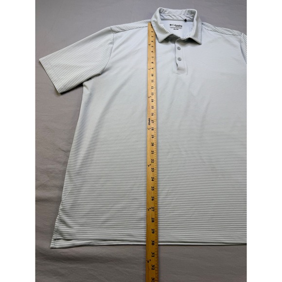 Columbia Golf Mens Omni-Wick Swing Polo Shirt Grey White Striped 2XL 18S14MP - Picture 4 of 6
